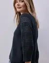 Street One Shirt mit Lochmuster-Ärmeln - Shaded Navy