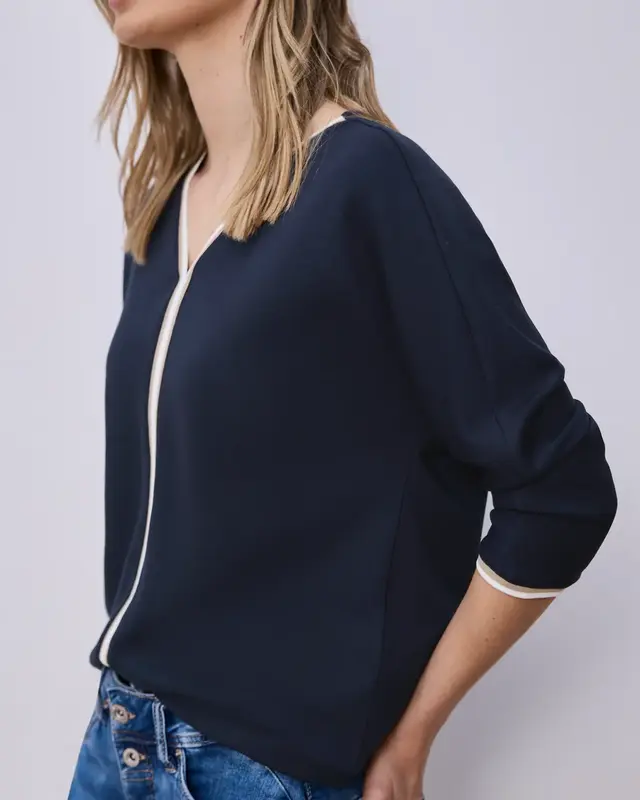 Street One Shirt met Contrast - Shadowed Navy