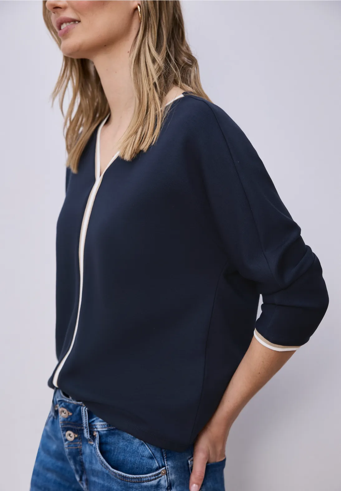 Street One Shirt mit Kontrast - Shadowed Navy