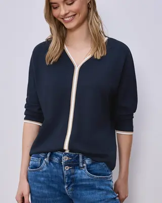 Street One Shirt mit Kontrast - Shadowed Navy