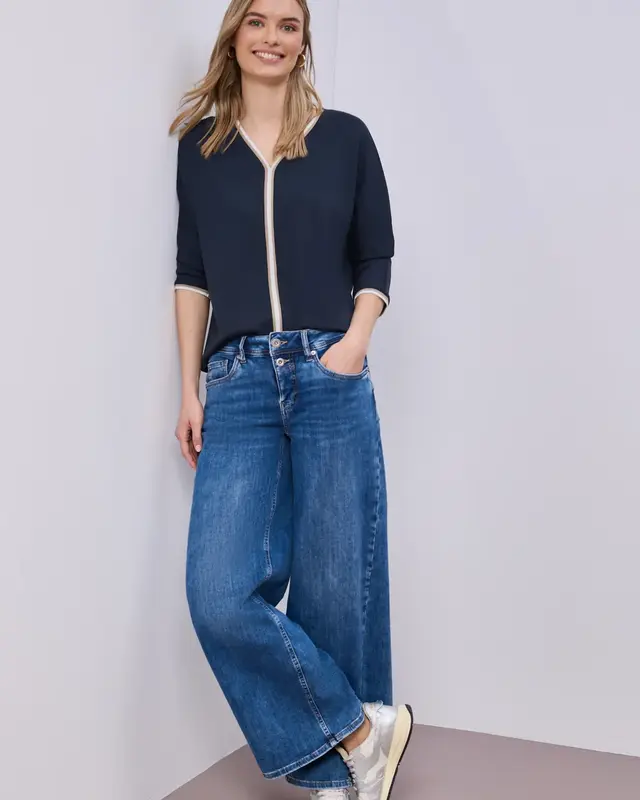 Street One Shirt met Contrast - Shadowed Navy