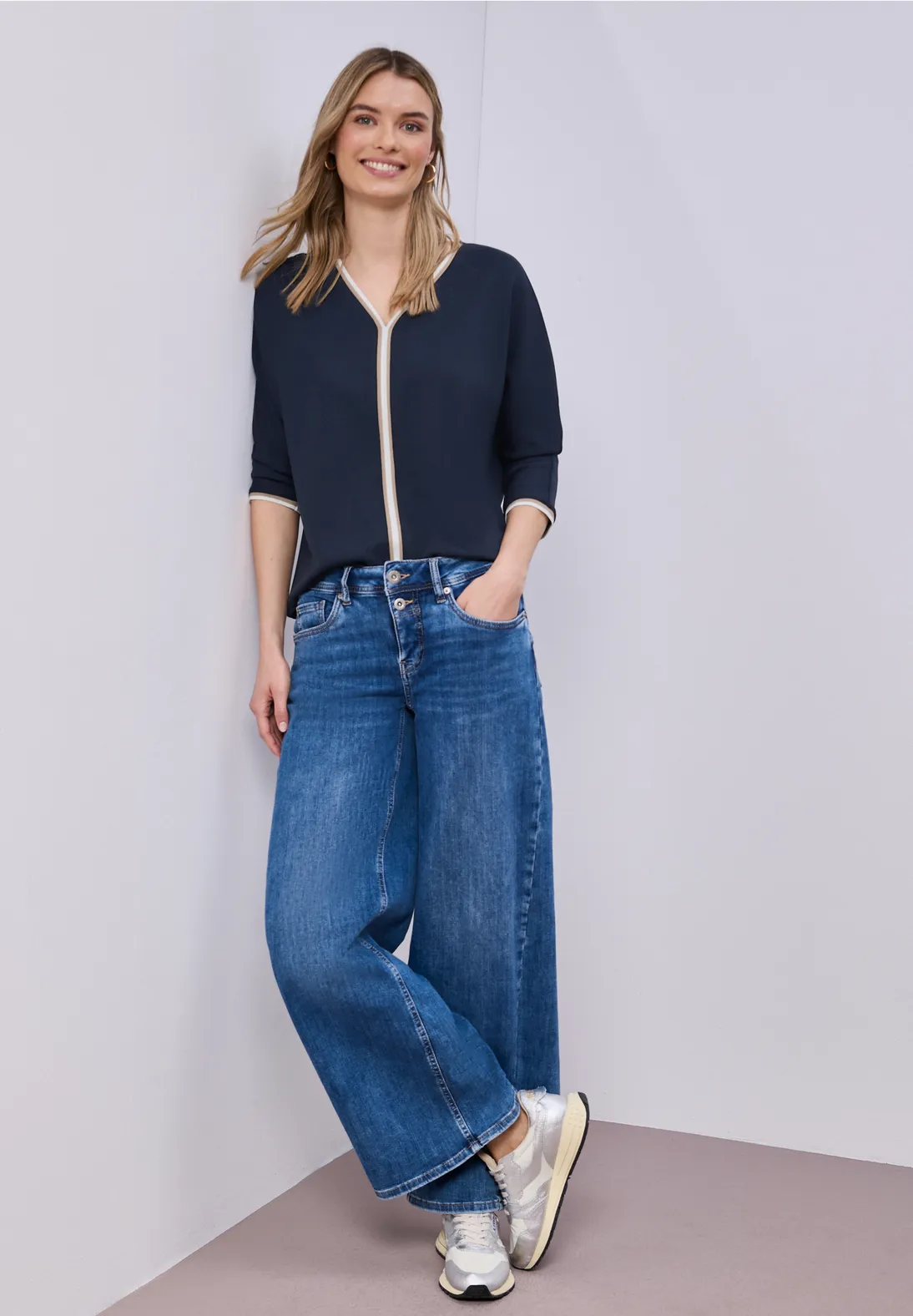 Street One Shirt met Contrast - Shadowed Navy