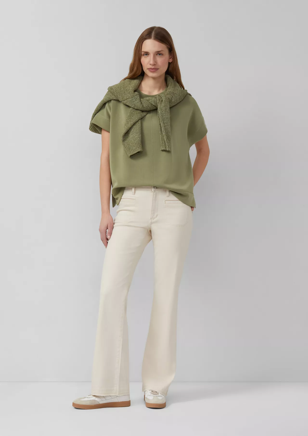 S. Oliver Oversized Scuba Sweatshirt - Olive Green