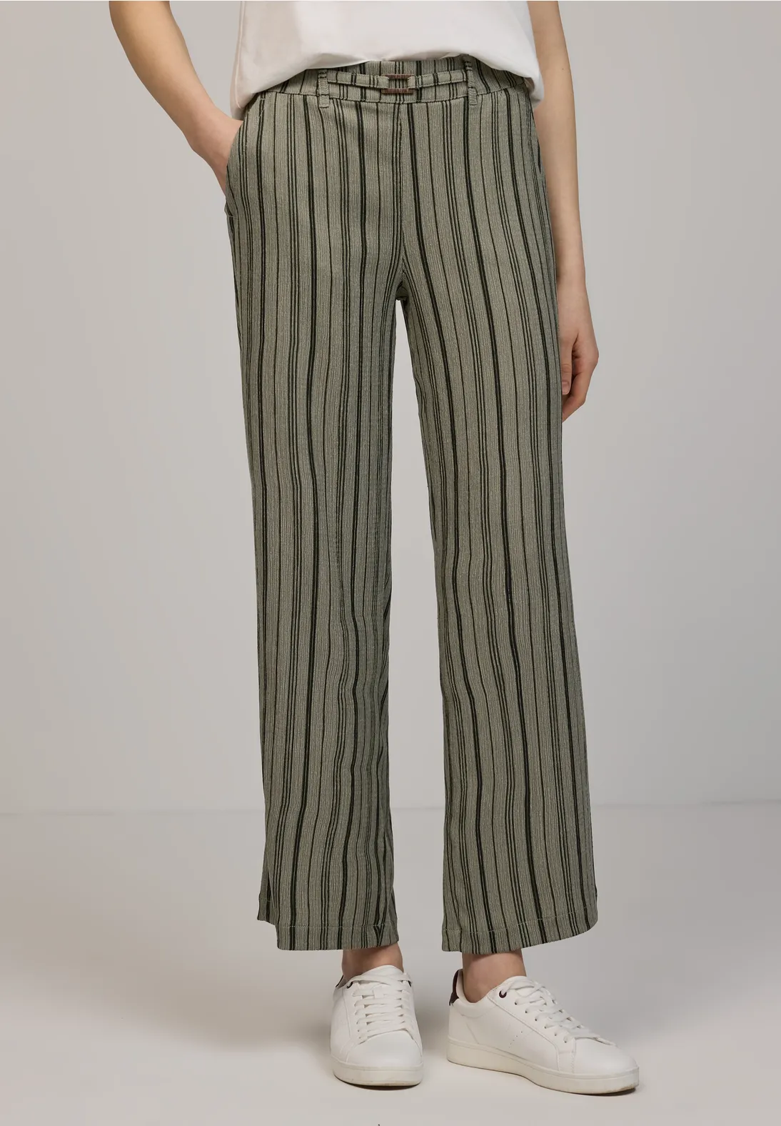 Street One Studio Wide Leg Pants - Lichen Green