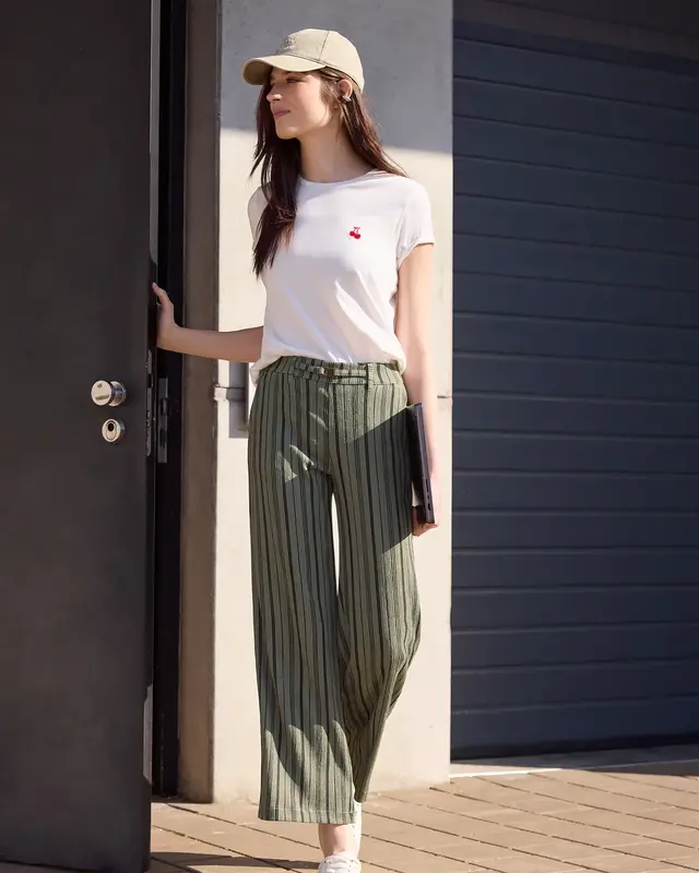 Street One Studio Wide Leg Broek - Lichen Green