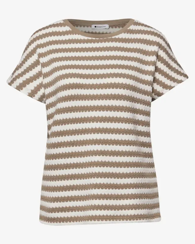 Street One Gestreiftes Shirt Christa - Smoke Beige