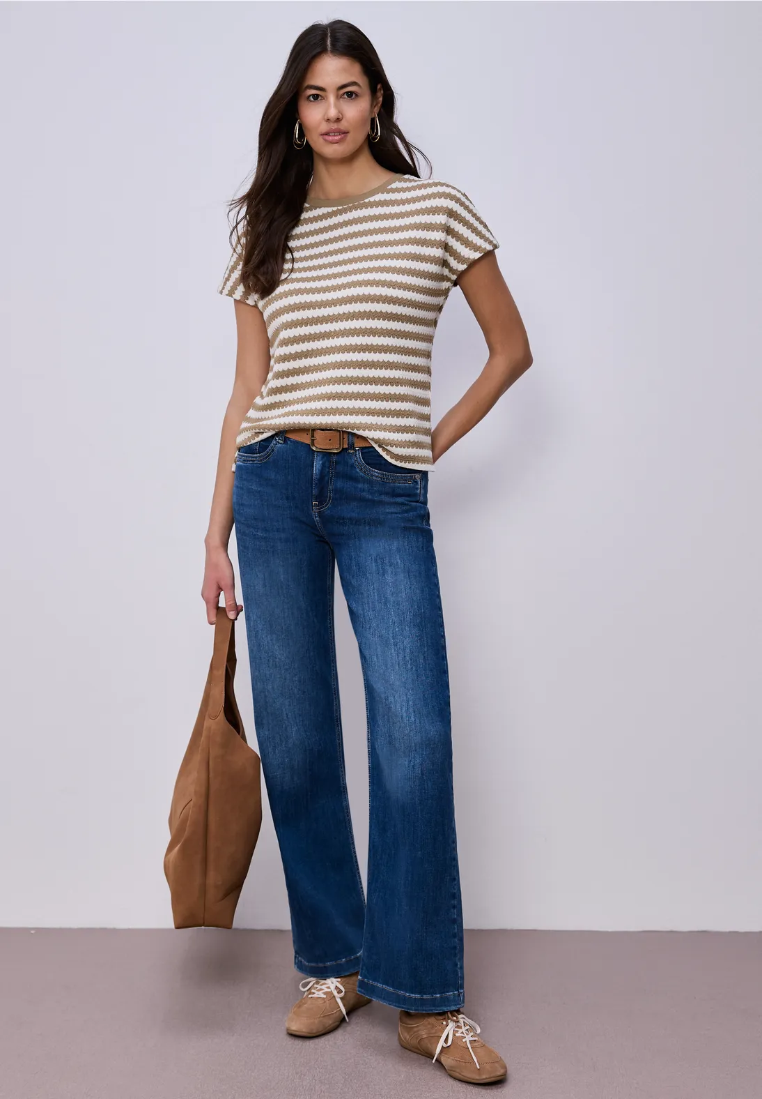 Street One Striped Shirt Christa - Smoke Beige
