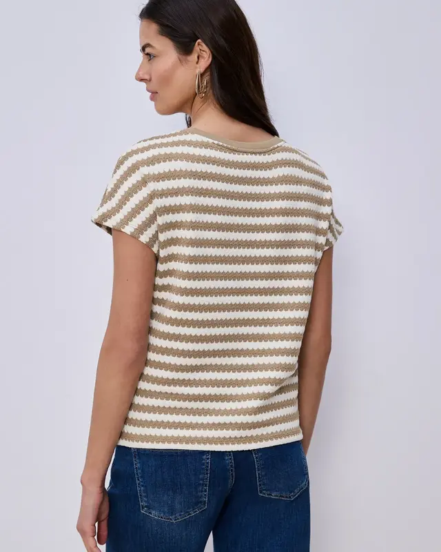 Street One Gestreiftes Shirt Christa - Smoke Beige