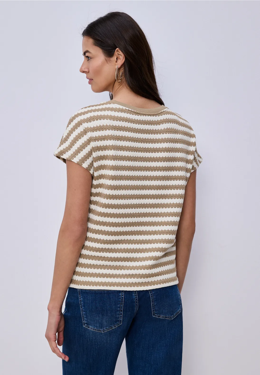 Street One Gestreiftes Shirt Christa - Smoke Beige