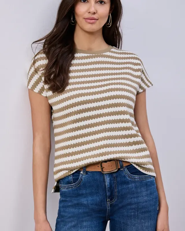 Street One Gestreept Shirt Christa - Smoke Beige