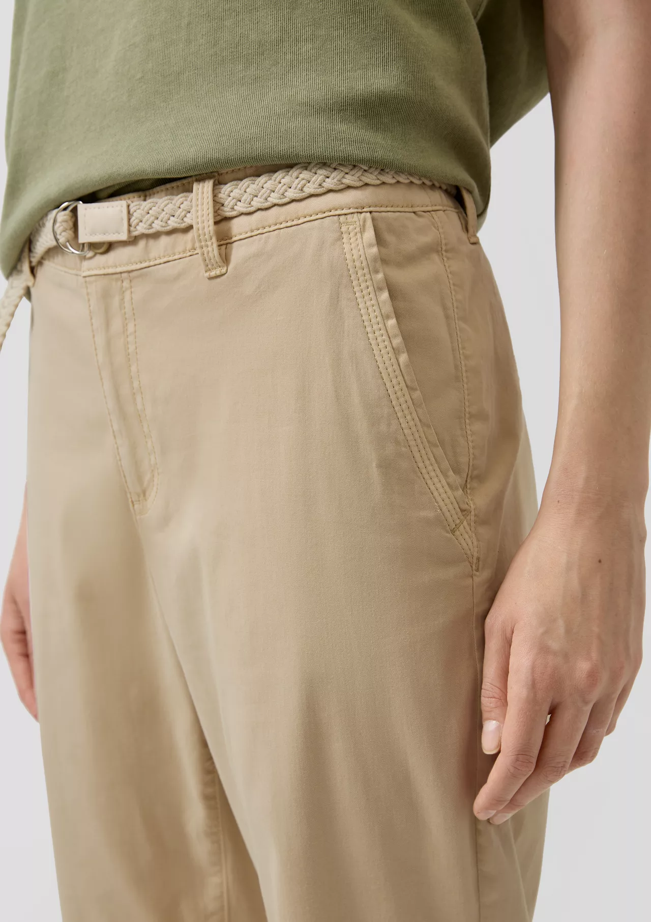 S. Oliver Chino Broek met Riem - Beige