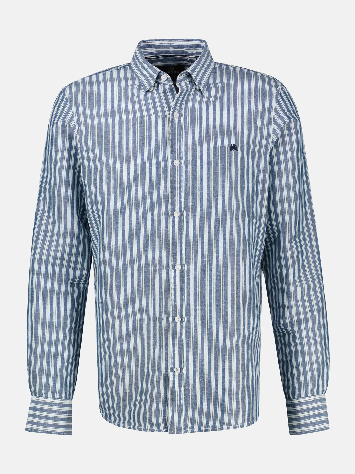 Lerros Linnenmix Streep Overhemd - Classic Navy