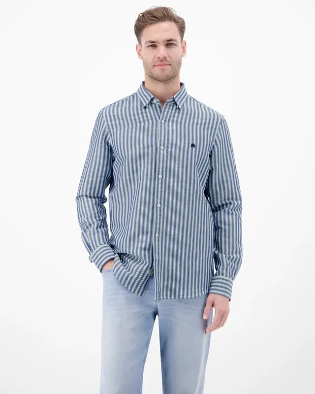 Lerros Leinenmix Hemd mit Streifen - Classic Navy