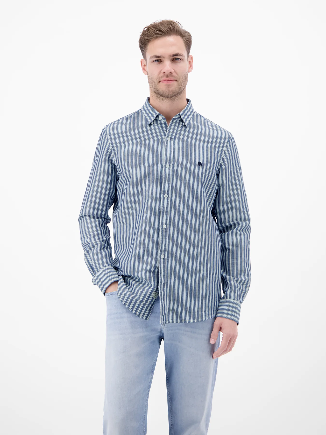 Lerros Leinenmix Hemd mit Streifen - Classic Navy