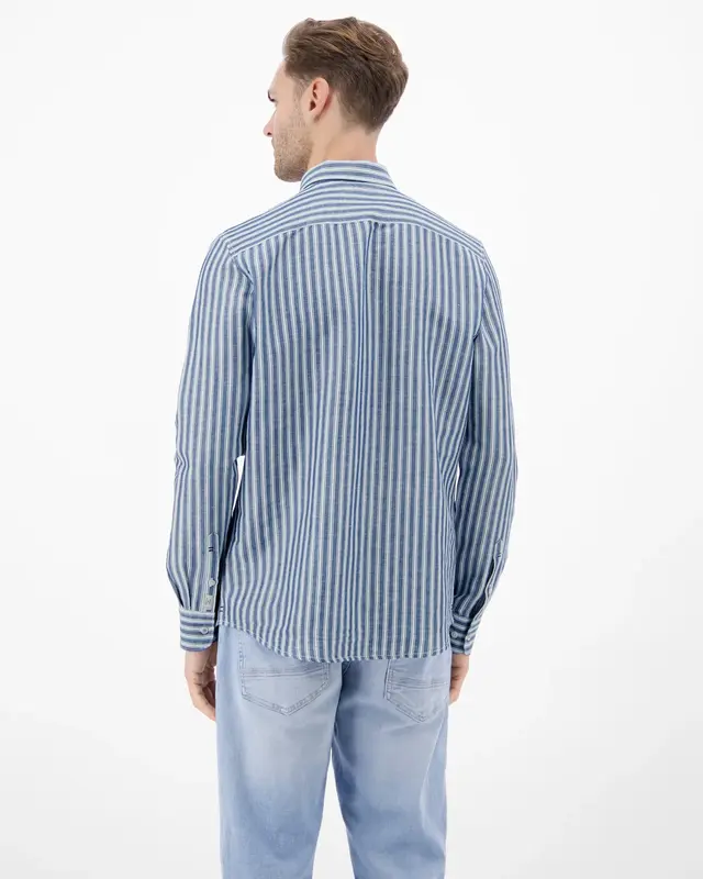 Lerros Leinenmix Hemd mit Streifen - Classic Navy