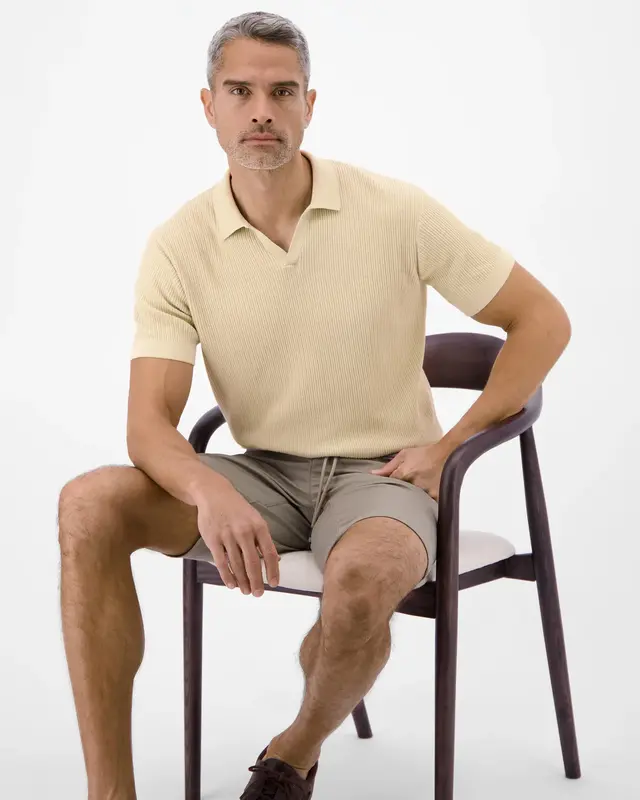 Lerros Poloshirt, Knit Look - Stone