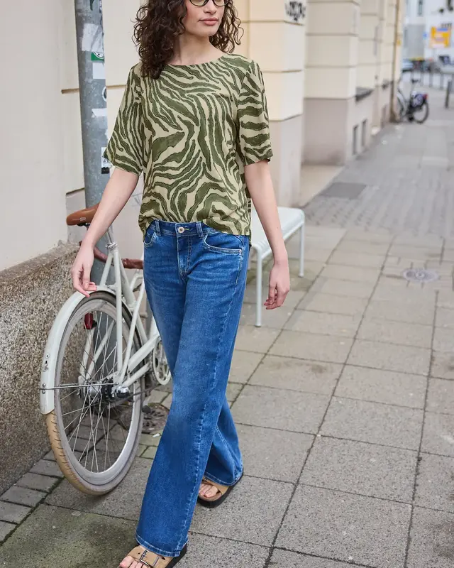 Street One Studio Print Bluse - Lichen Green