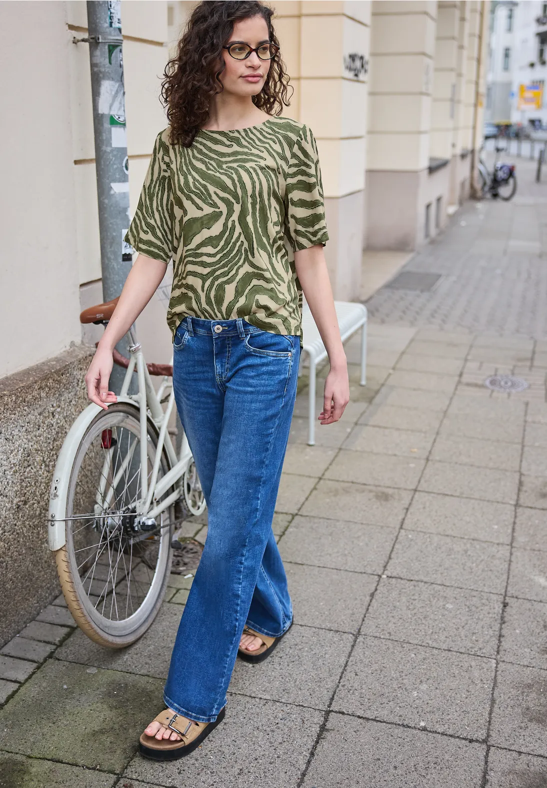Street One Studio Print Bluse - Lichen Green