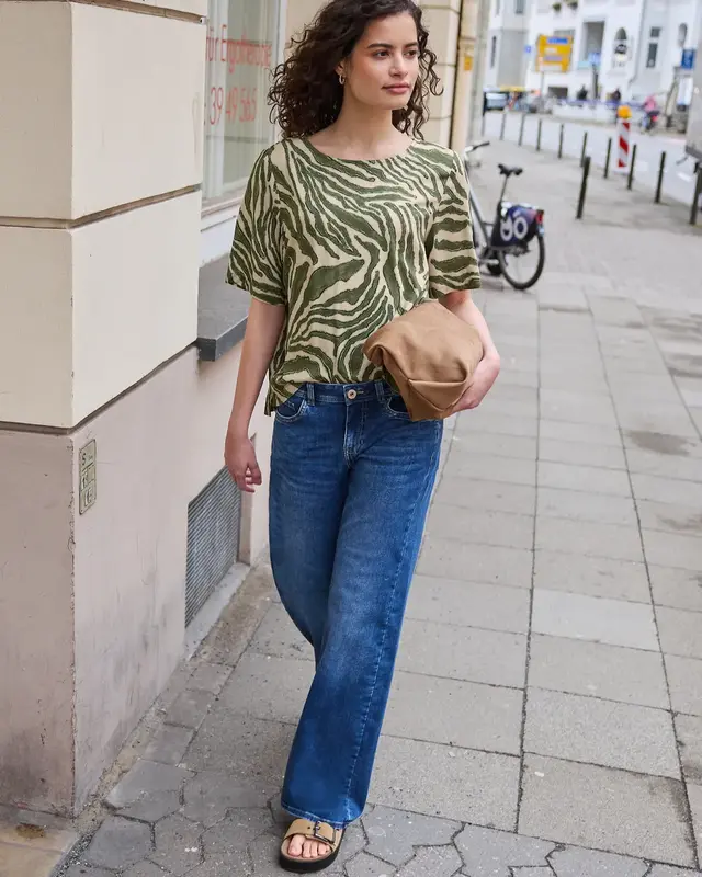 Street One Studio Print Blouse - Lichen Green