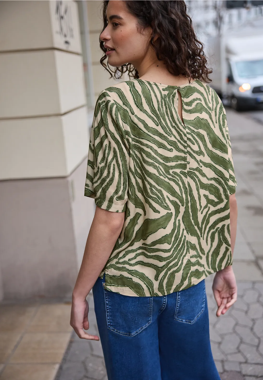 Street One Studio Print Blouse - Lichen Green