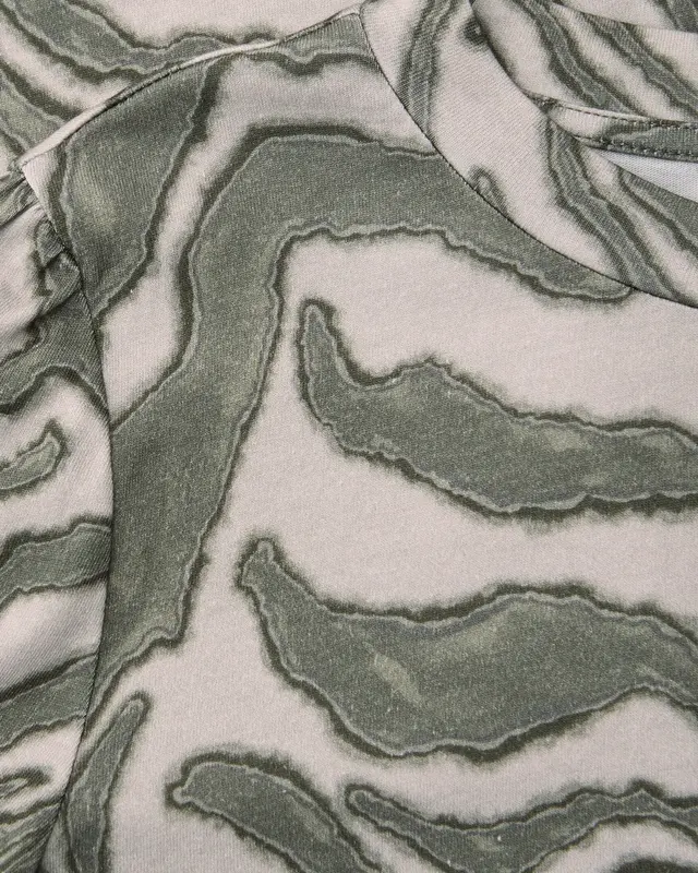 Street One Studio Print Shirt Puffärmeln - Lichen Green