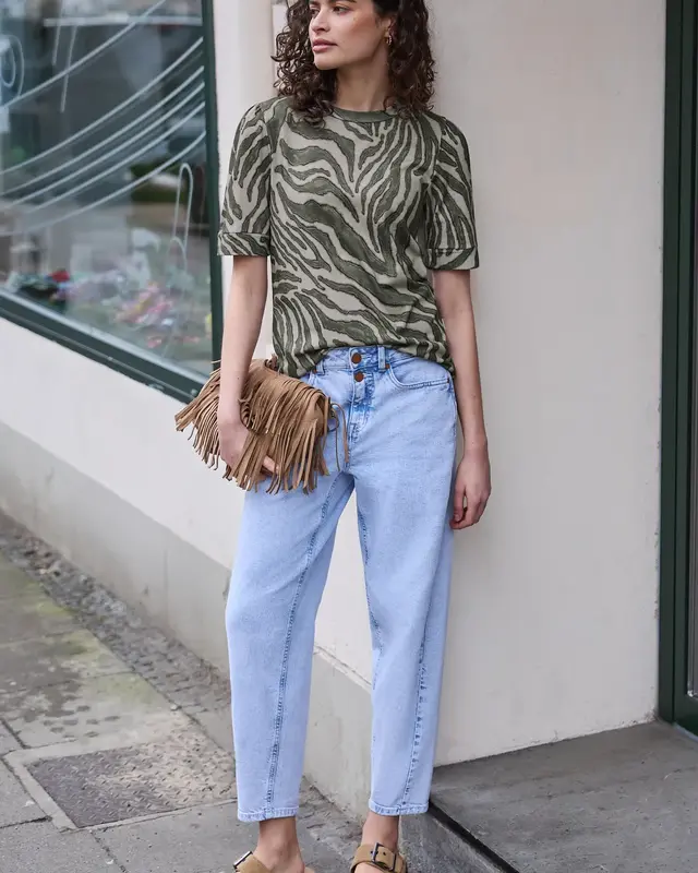 Street One Studio Print Shirt Puffärmeln - Lichen Green