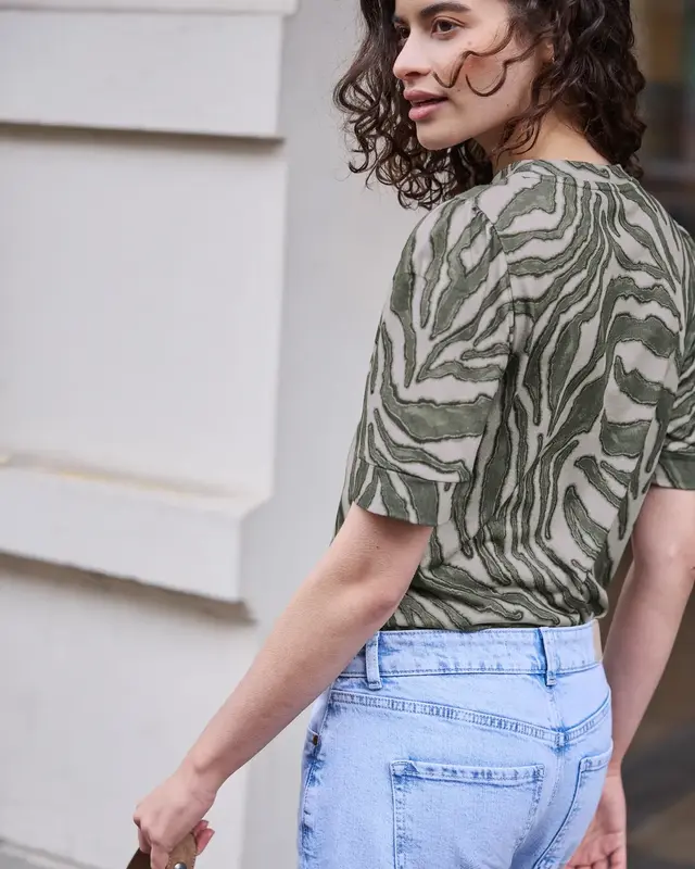 Street One Studio Print Shirt Puff Sleeve - Lichen Green