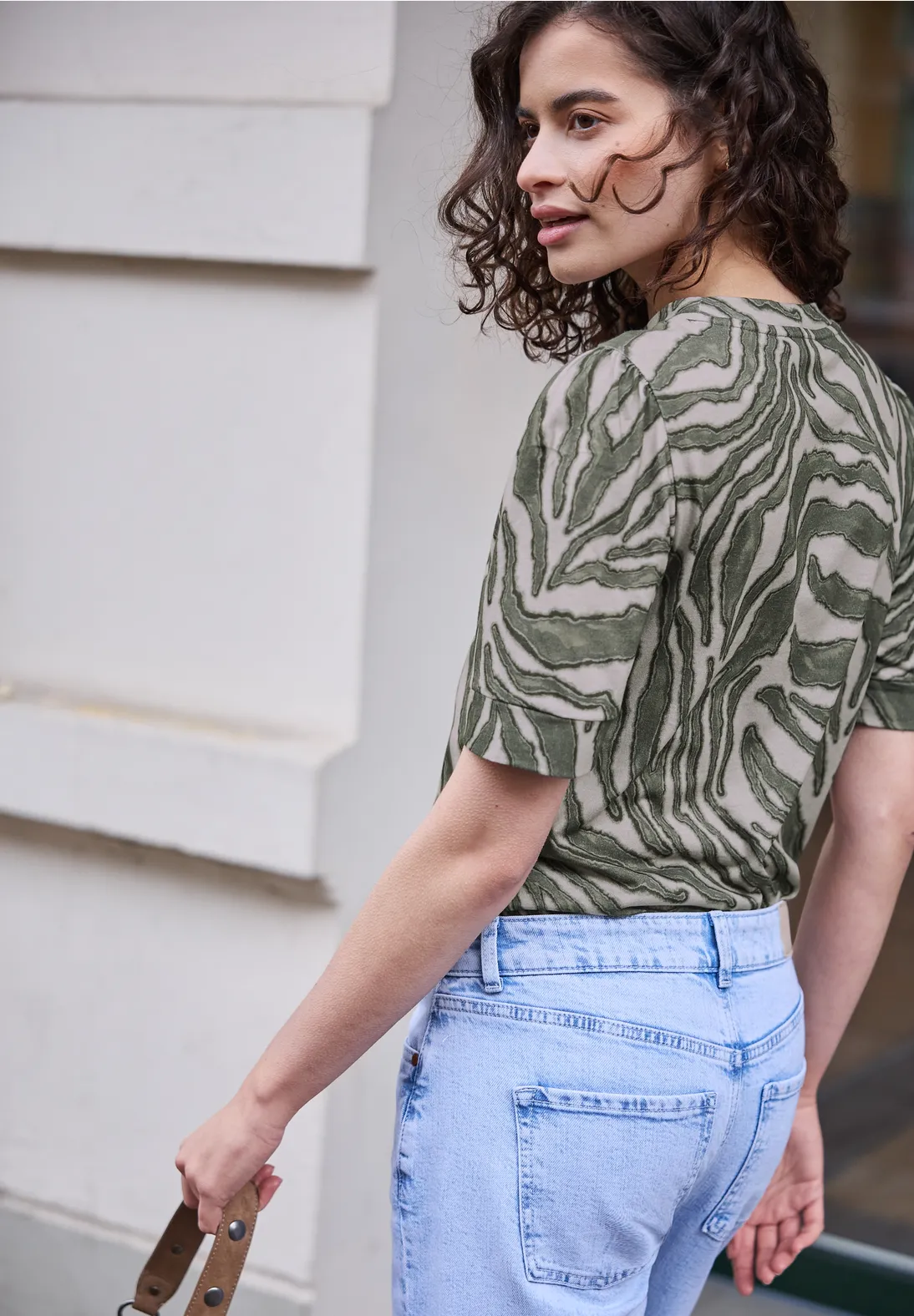 Street One Studio Print Shirt Puff Sleeve - Lichen Green