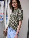 Street One Studio Print Shirt Puff Sleeve - Lichen Green