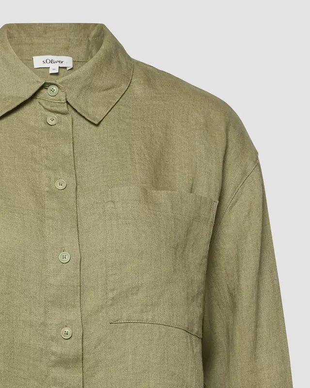 S. Oliver Leinen Bluse - Olive Green