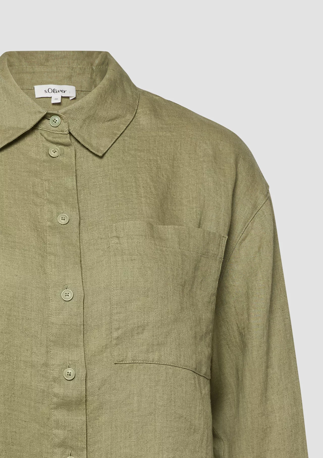 S. Oliver Leinen Bluse - Olive Green