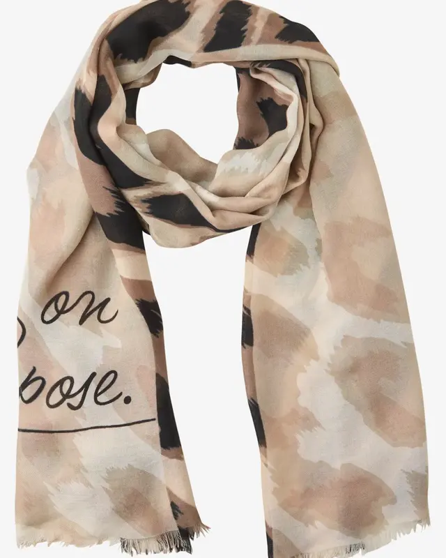 Street One Scarf with Leo Print - Timeless Beige
