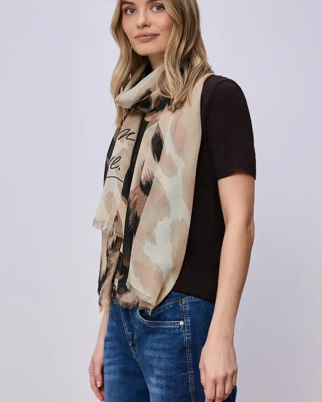 Street One Lange Sjaal Leo Patroon - Timeless Beige