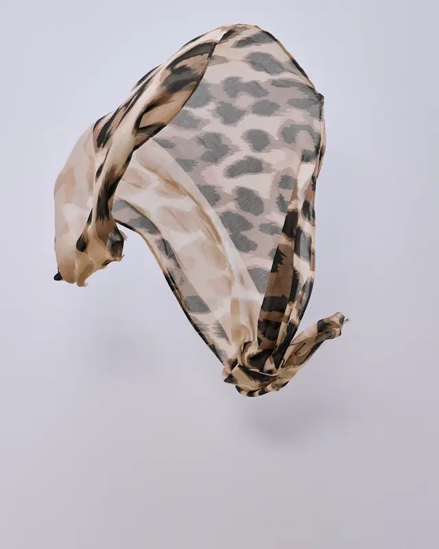 Street One Scarf with Leo Print - Timeless Beige
