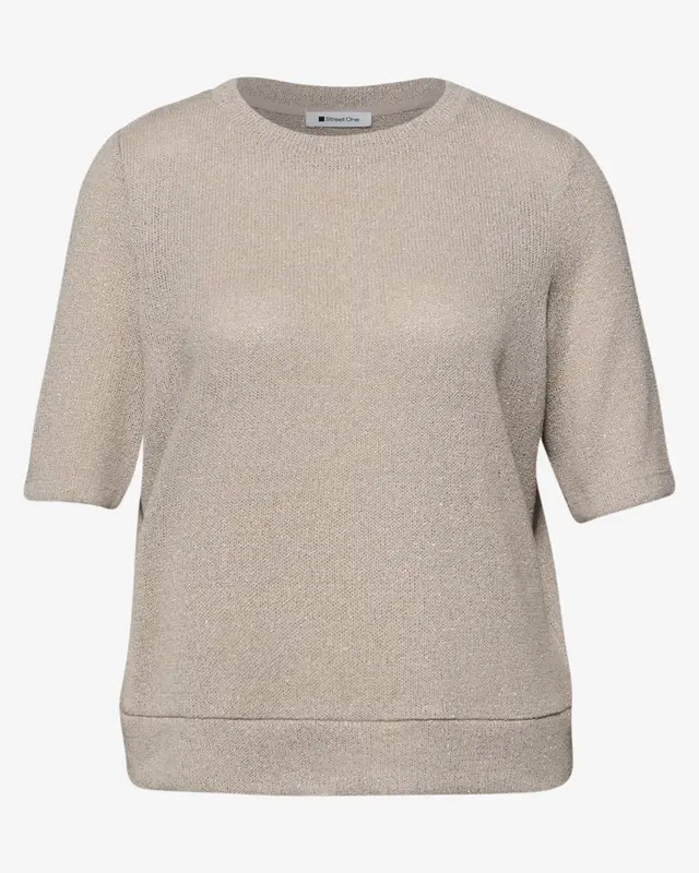 Street One Shirt met een Glitter Look - Clay Sand