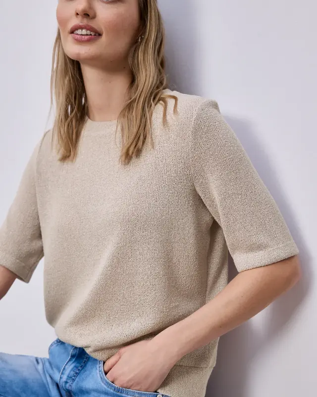 Street One Shirt met een Glitter Look - Clay Sand