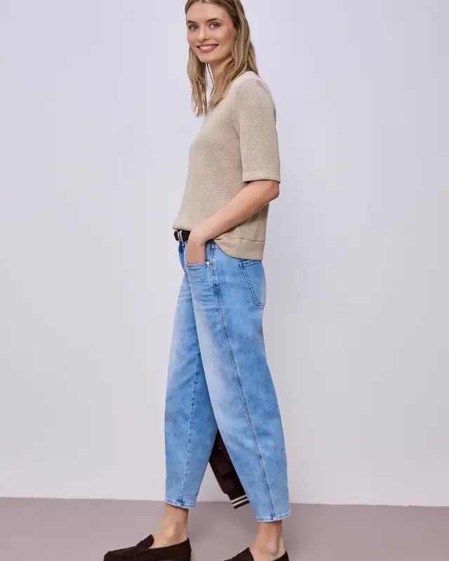 Street One Shirt with Glitter Look - Clay Sand