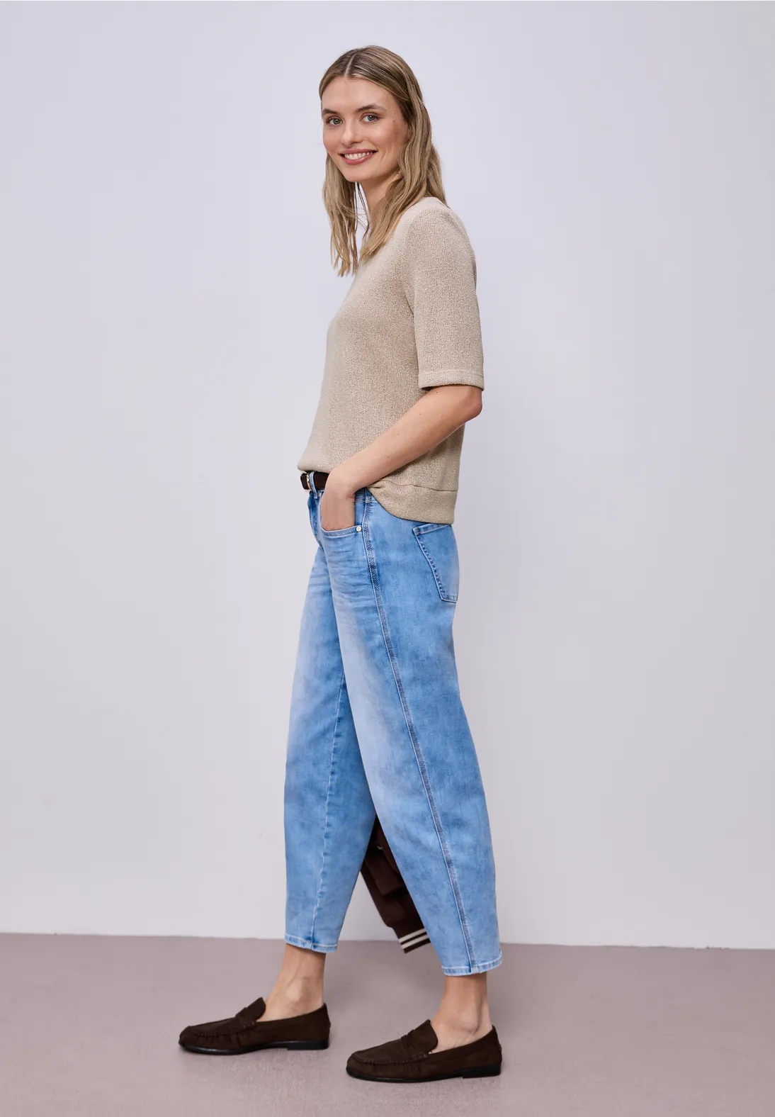 Street One Shirt mit Glitzer Look - Clay Sand