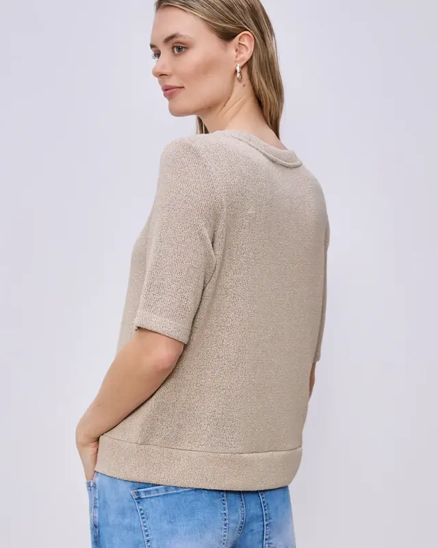 Street One Shirt with Glitter Look - Clay Sand