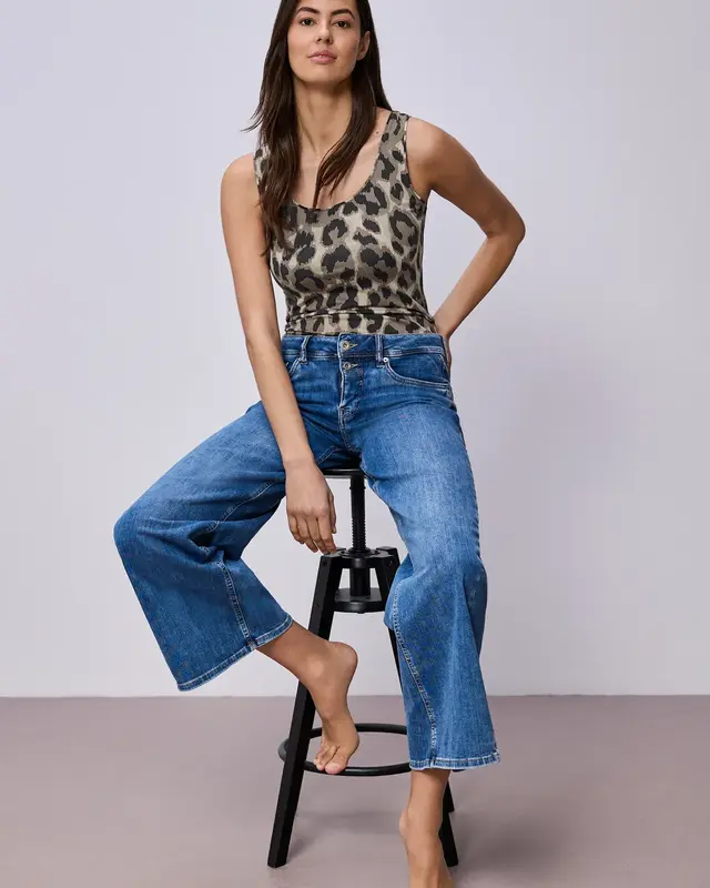 Street One Basic Top Leo Print Anni - Timeless Beige