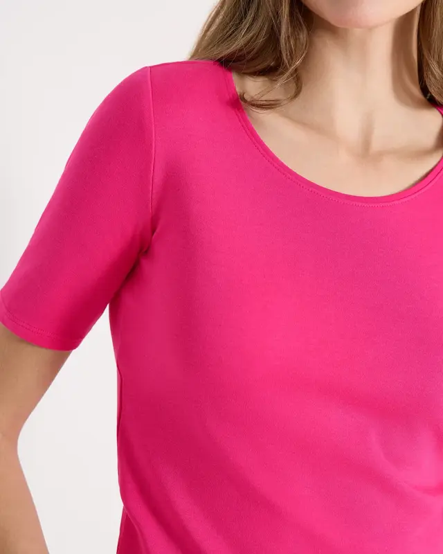 Cecil T-Shirt in Unifarbe Lena - Beetroot Pink