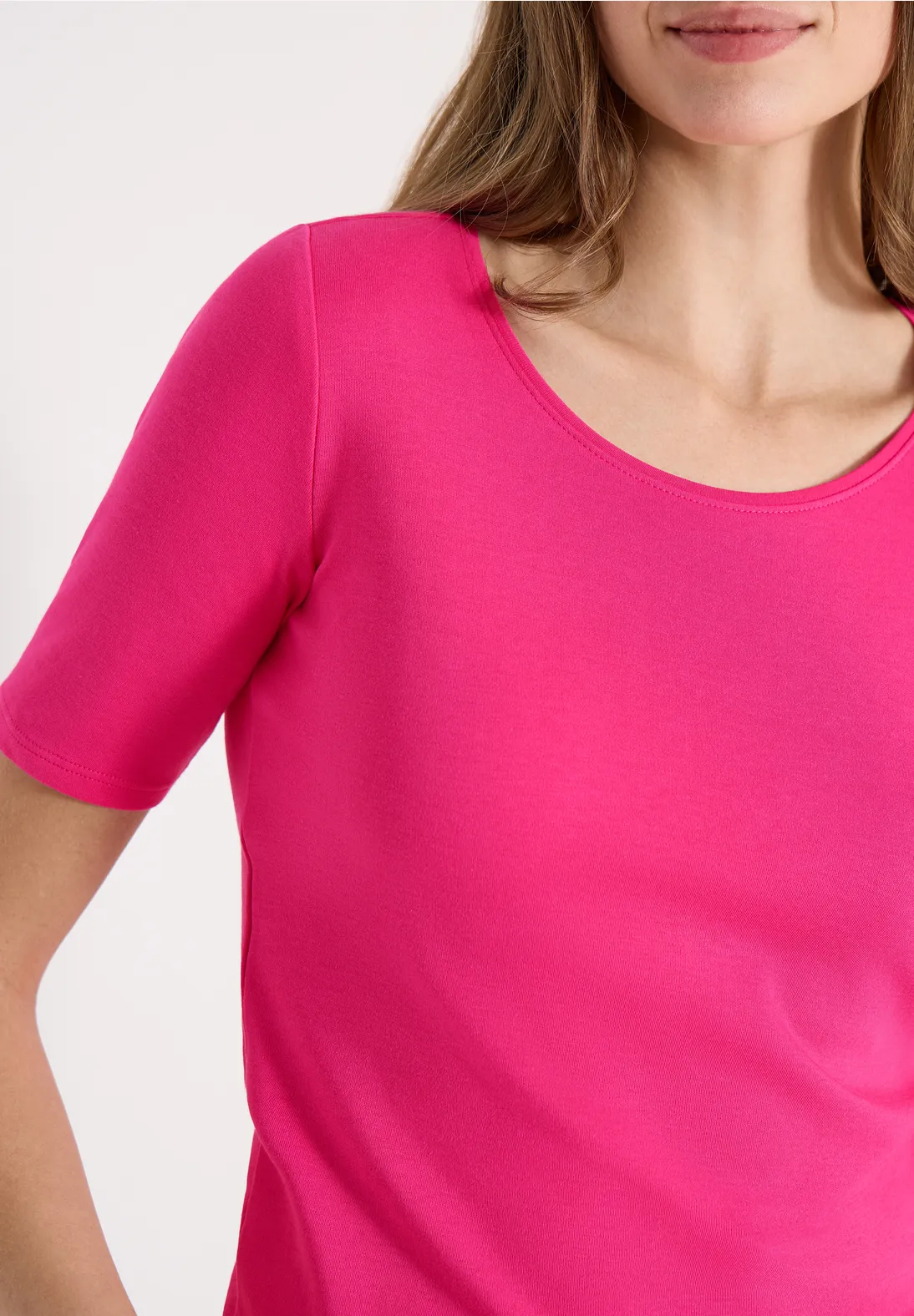 Cecil T-Shirt in Effen Kleur Lena - Beetroot Pink