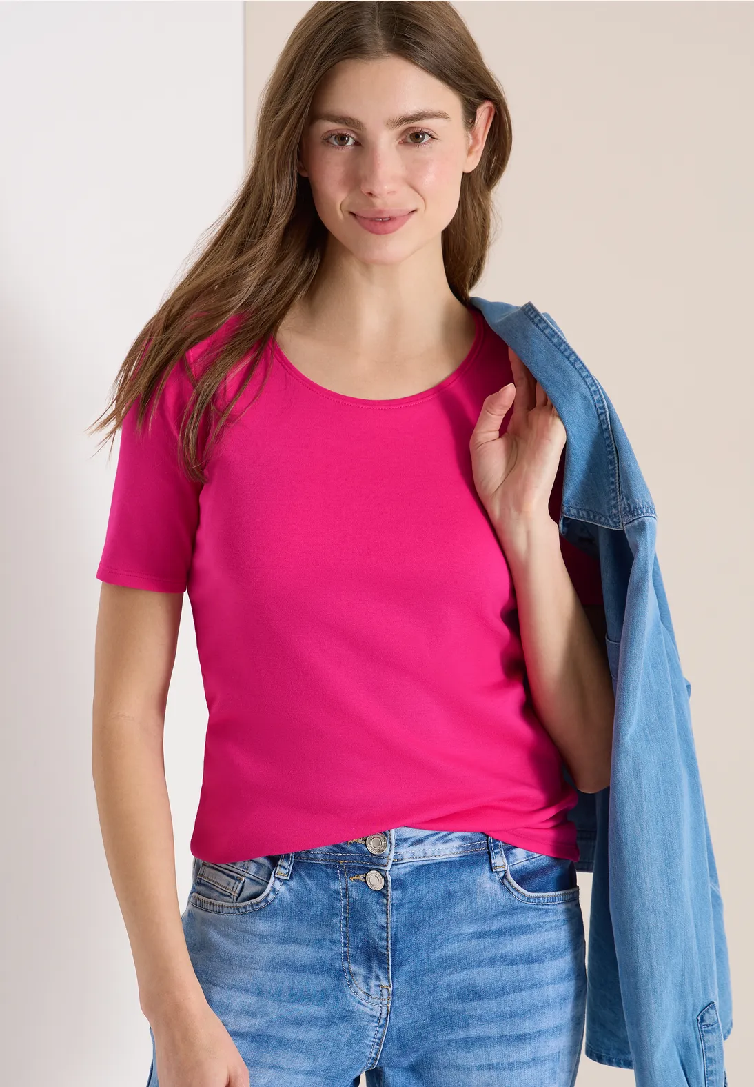 Cecil Organic T-Shirt Lena - Beetroot Pink