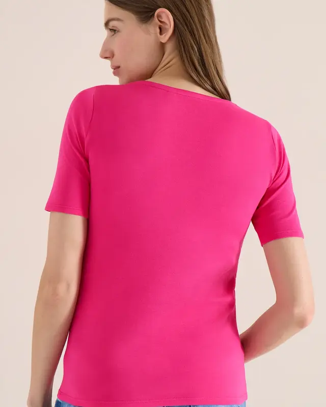 Cecil T-Shirt in Effen Kleur Lena - Beetroot Pink