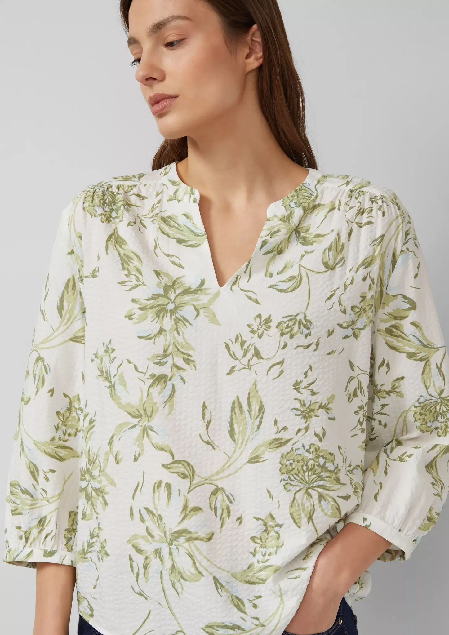 S. Oliver Seersucker Bluse - Green