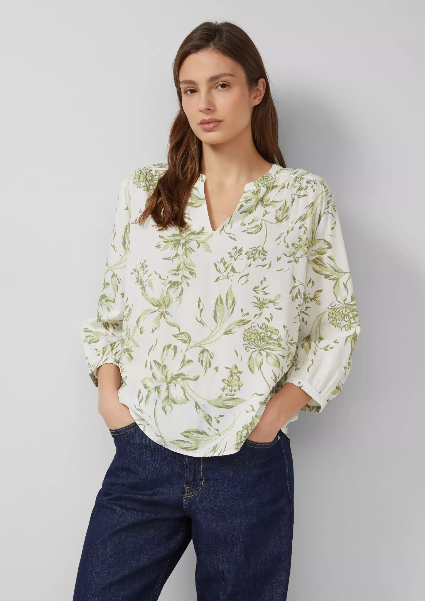 S. Oliver Seersucker Blouse - Green
