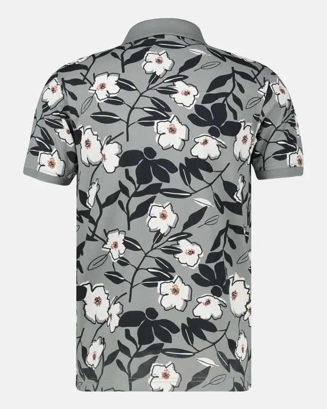 Lerros Poloshirt Blumenprint - Storm Grey