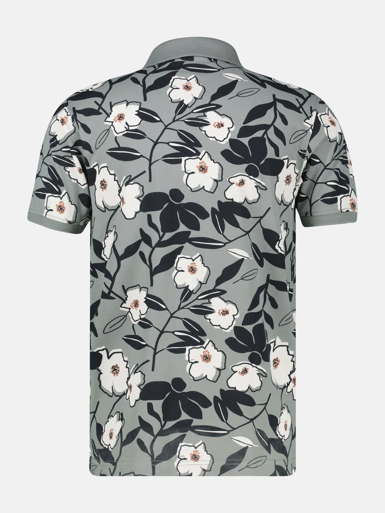 Lerros Poloshirt Blumenprint - Storm Grey