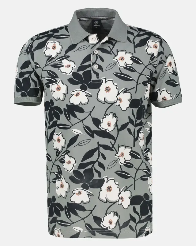 Lerros Poloshirt Blumenprint - Storm Grey