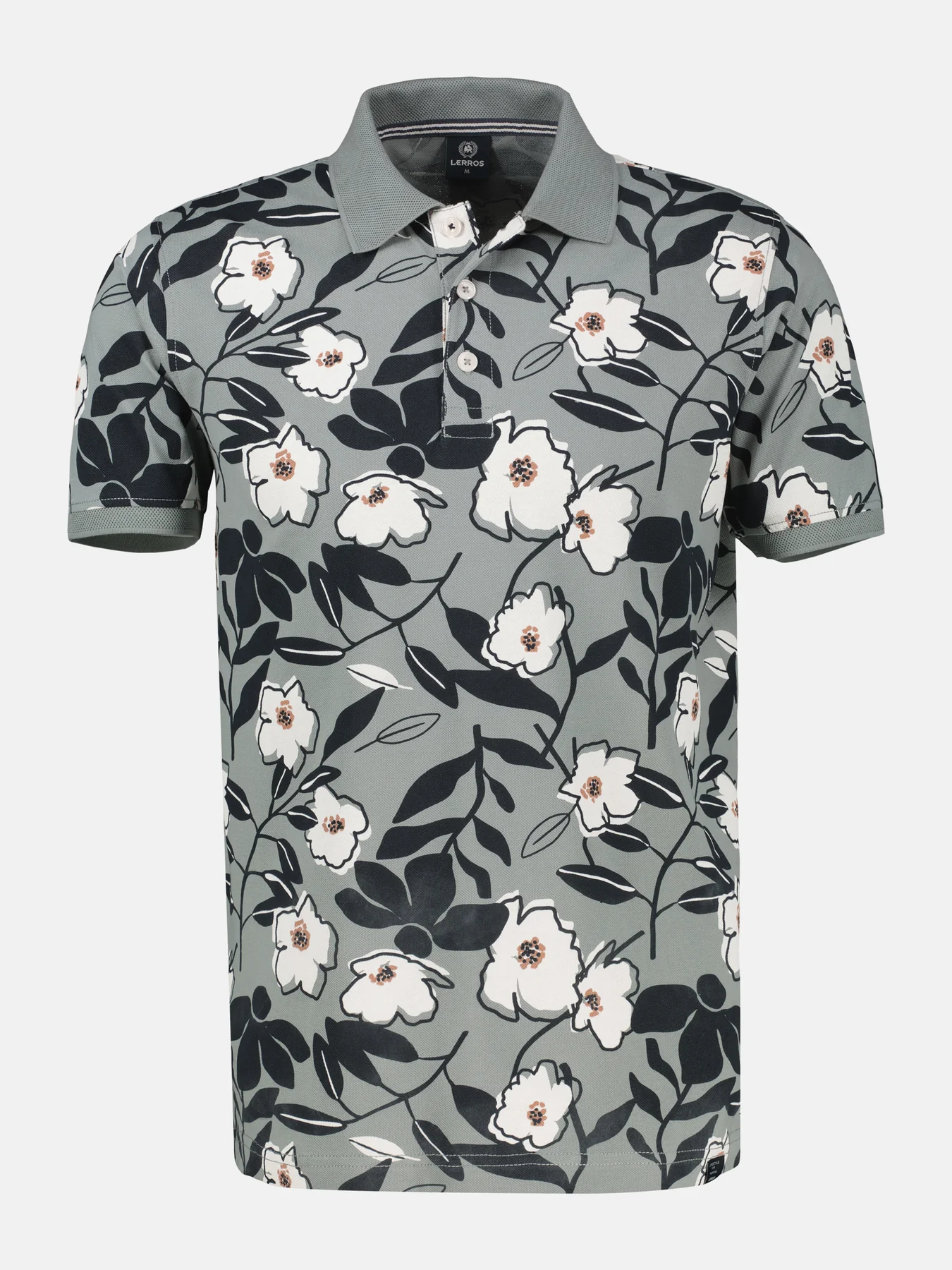 Lerros Poloshirt Blumenprint - Storm Grey